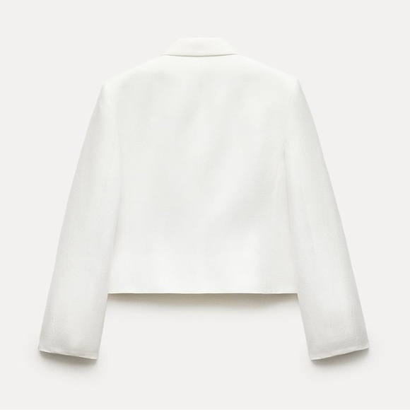 New ZARA Cropped Double Breasted Linen Blend Blazer ZW Collection - Picture 5 of 8